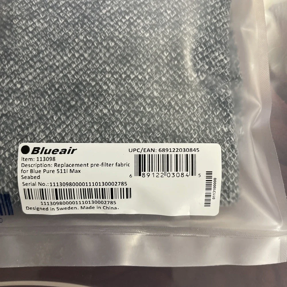 Blueair Blue Pure 511i Max Fabric Pre-Filter Gray / Seabed New Sealed OEM